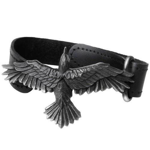 Black Consort Raven Leather Strap Bracelet