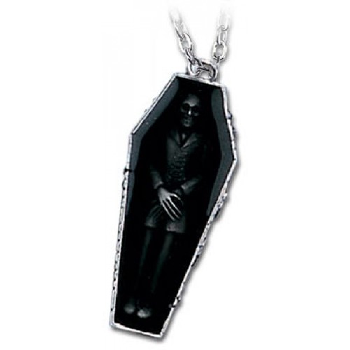Nosferatus Rest Vampire Coffin Pewter Necklace