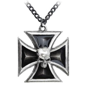 Black Knights Cross Pewter Necklace