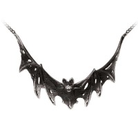 Villa Diodati Black Pewter Bat Gothic Necklace