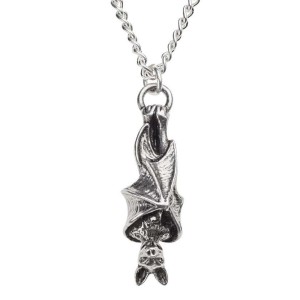 Awaiting the Eventide Pewter Bat Necklace