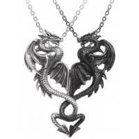 Draconic Tryst Double Dragon Gothic Friendship Necklace