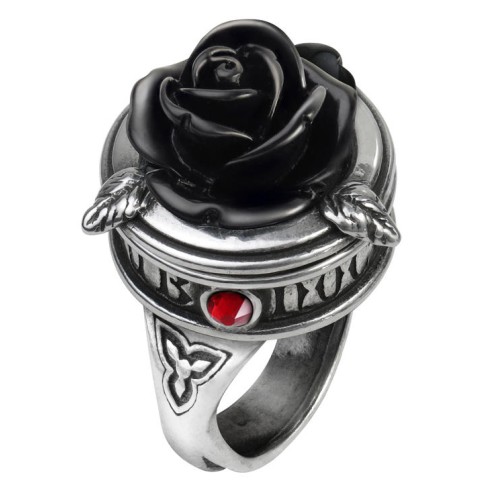 Sub Rosa Black Rose Gothic Poison Ring