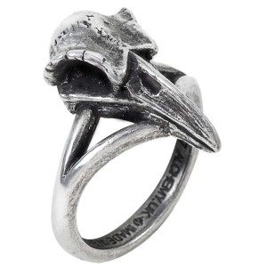 Rabeschadel Kleiner Raven Skull Gothic Pewter Ring