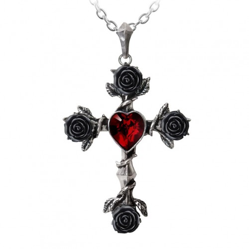 Rosifix Black Rose Gothic Cross Necklace