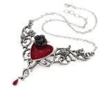 Blood Rose Heart Pewter Necklace