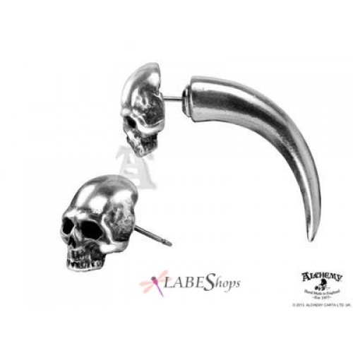 Tomb Skull Horn Faux Stretcher Earring