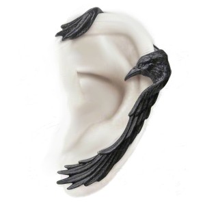 Raven Ear-wing Black Pewter Ear Wrap