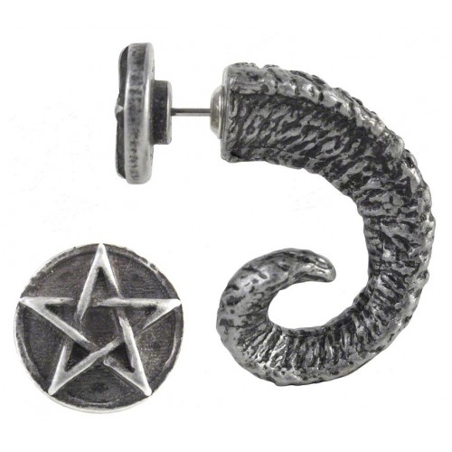 Magic Ram Horn Pentacle Faux Stretcher Earring