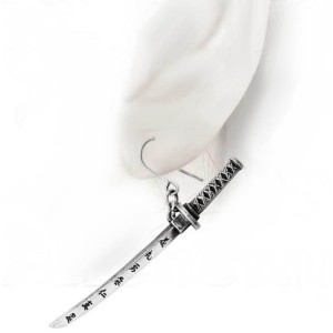 Bushido Katana Sword Single Pewter Earring