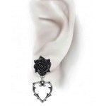 Wounded Love Black Rose Heart Gothic Earrings
