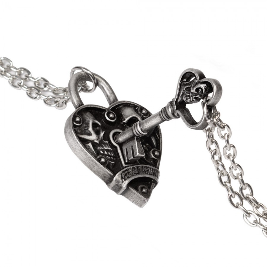 92.5 Sterling Silver Heart Lock And Key Pendant - Silver Palace