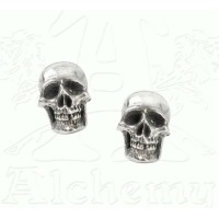 Mortaurium Pewter Skull Stud Earring Pair