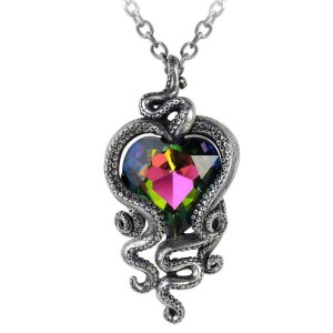 Heart of Cthulhu Gothic Swarovski and Pewter Necklace