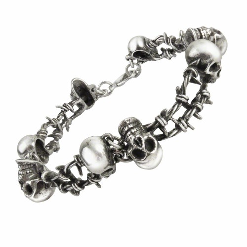 No Mans Land Barbed Wire Dreadpunk Skull Bracelet