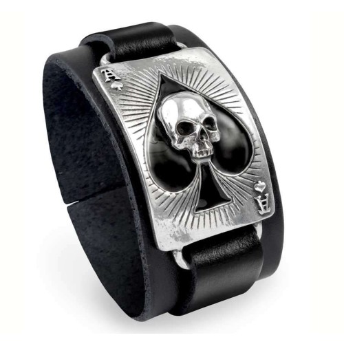 Ace of Dead Spades Leather Strap Bracelet