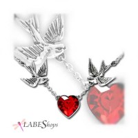 Swallow Heart Pewter Necklace