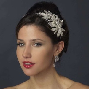 Silver Leaf and Pearl Bridal Headband