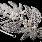 Silver Leaf and Pearl Bridal Headband