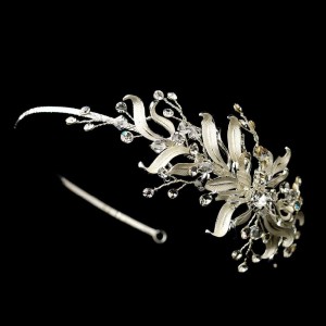 Silver Floral Vine Side Accented Bridal Headpiece