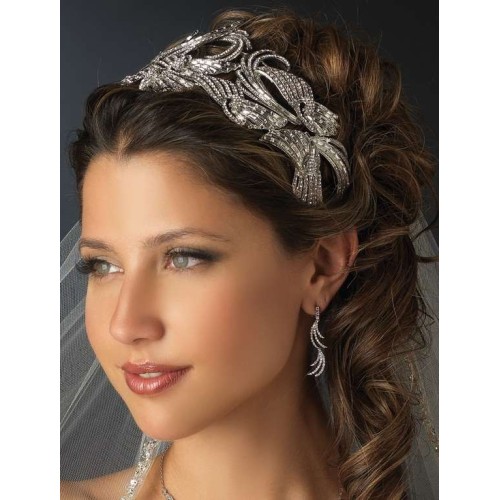 Deco Style Rhinestone Wide Silver Headband