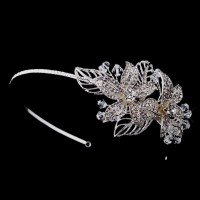 Flower Accented Silver Headband