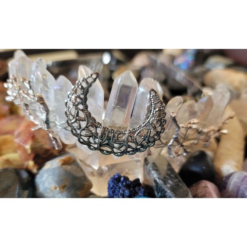 Moon and Earth Crystal Crown - Angel Aura Quartz
