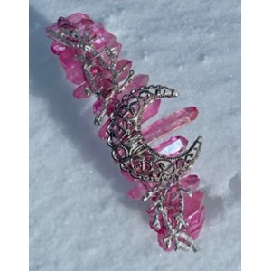 Moon and Earth Crystal Crown - Pink Aura Quartz