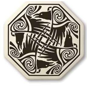 Nehalennia Celtic Octagon Raven Porcelain Necklace
