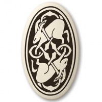 Hare Celtic Rabbit Porcelain Oval Necklace