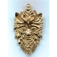 Green Man of the Woods Bronze God Pendant
