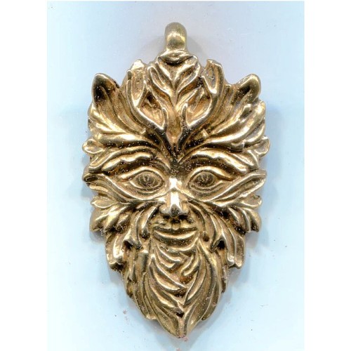 Green Man of the Woods Bronze God Pendant