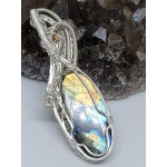 Blue Gold Labradorite in Sterling Silver Handmade Pendant