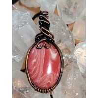 Rhodochrosite Wire Wrapped Copper Pendant