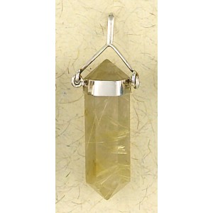 Rutilated Quartz Crystal Sterling Silver Necklace