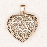 Filigree 2 Sided Heart Bronze Necklace