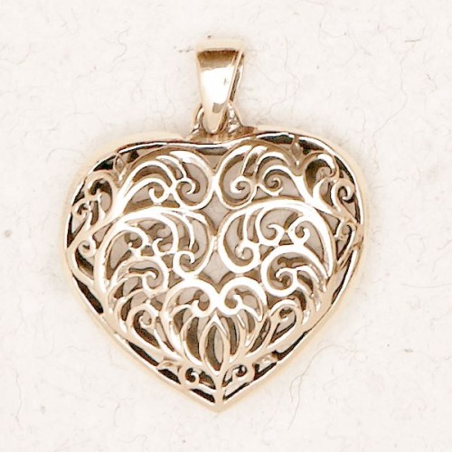 Filigree 2 Sided Heart Bronze Necklace