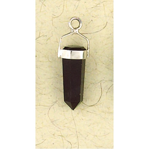 Black Onyx Sterling Silver Banded Pendant