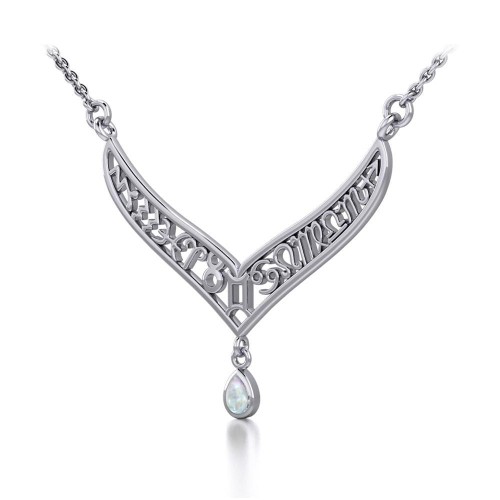 12 Zodiac Symbols Silver Necklace with Teardrop Opal Birthstone