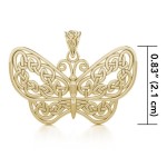 Celtic Knot Butterfly Solid Gold Pendant