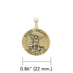 Saint Michael Solid Gold Medium Pendant