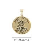 Saint Michael Solid Gold Large Pendant