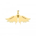 Guardian Angel Wings 18K Gold Pendant with Capricorn Zodiac Sign 