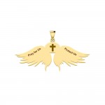 Guardian Angel Wings 18K Gold Pendant with Capricorn Zodiac Sign 