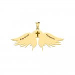 Guardian Angel Wings 14K Gold Pendant with Capricorn Zodiac Sign 