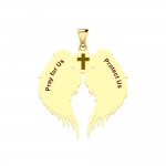 Guardian Angel Wings 18K Gold Pendant with Aquarius Zodiac Sign 