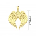 Guardian Angel Wings 18K Gold Pendant with Aquarius Zodiac Sign 