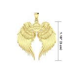 Guardian Angel Wings 14K Gold Pendant with Aquarius Zodiac Sign 