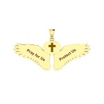 Guardian Angel Wings 18K Gold Pendant with Pisces Zodiac Sign 