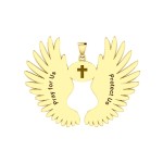 Guardian Angel Wings 14K Gold Pendant with Aries Zodiac Sign 